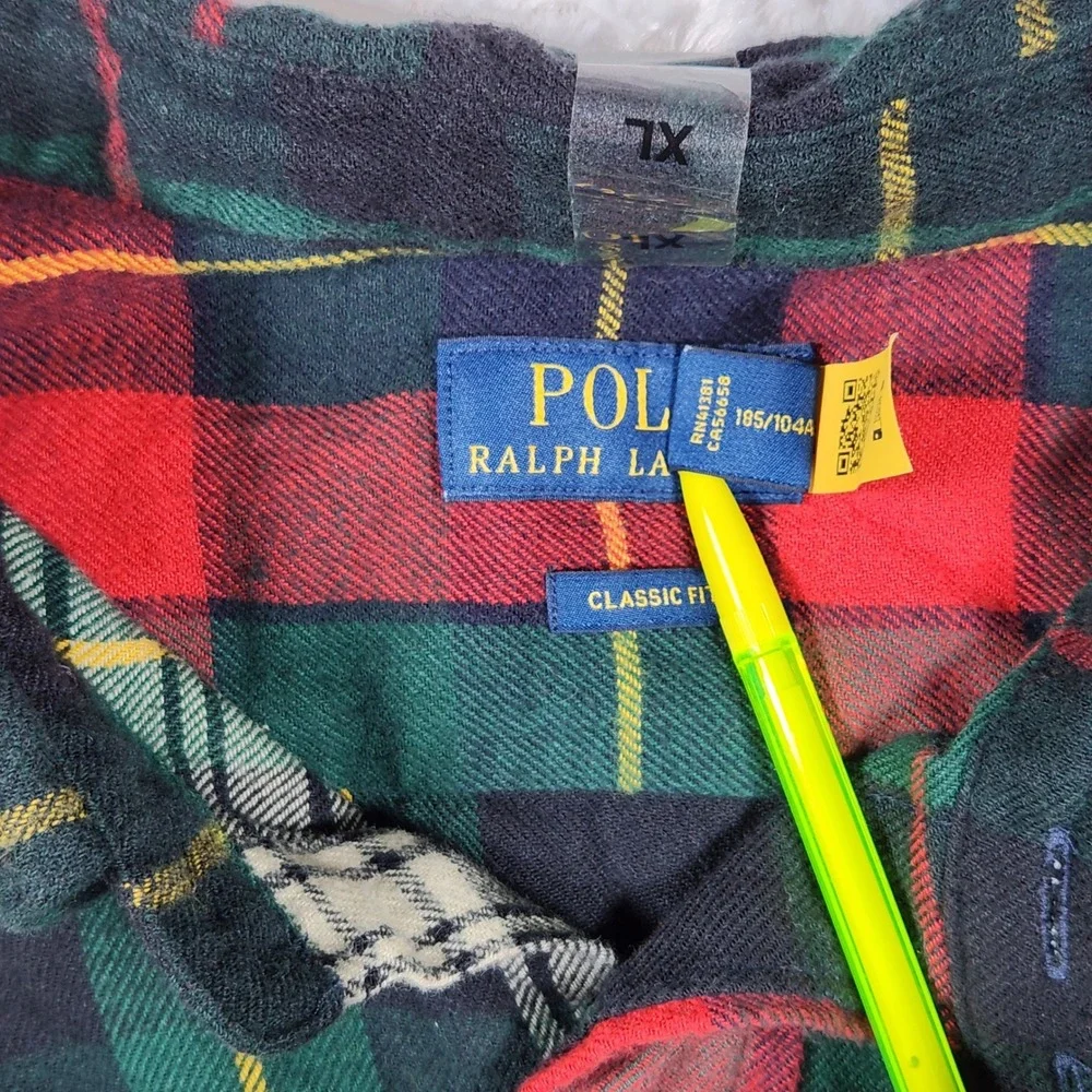 Polo Ralph Lauren Classic Fit Patchwork Plaid Flannel Shirt XL New‎